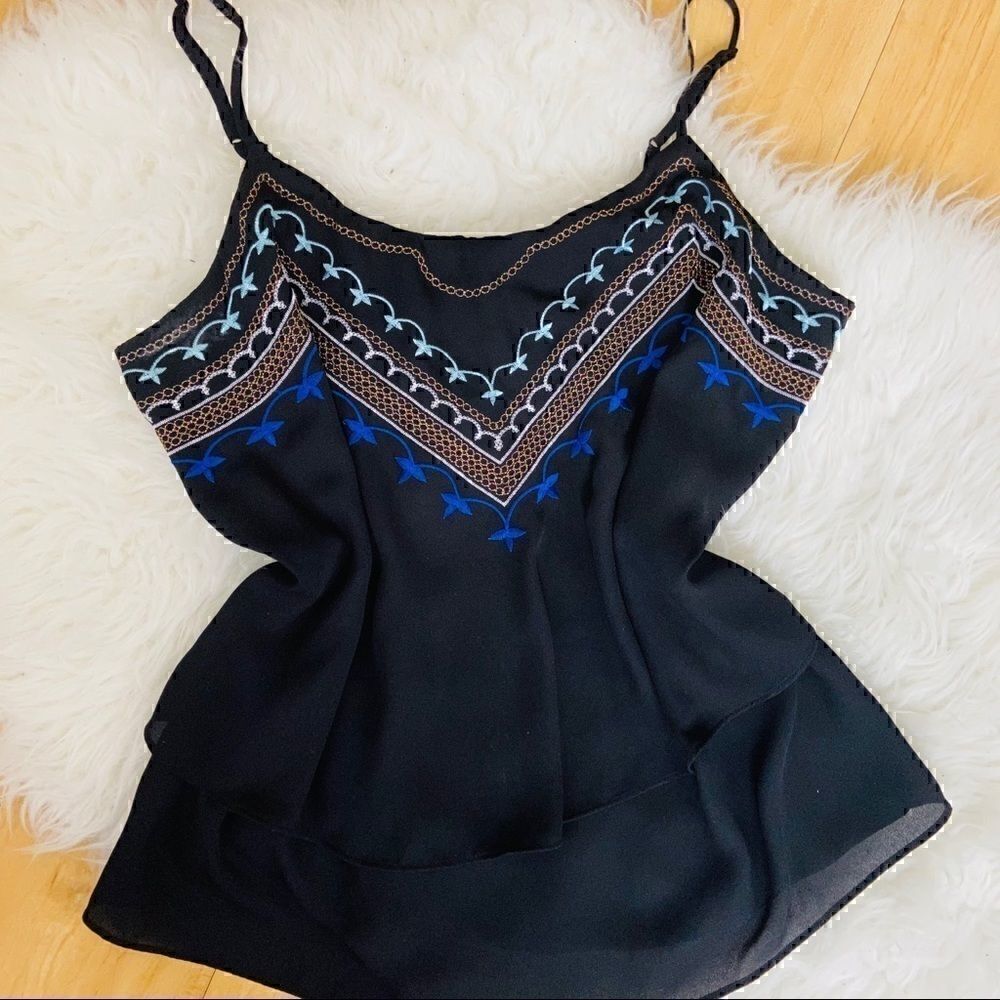 Black boho tank top L